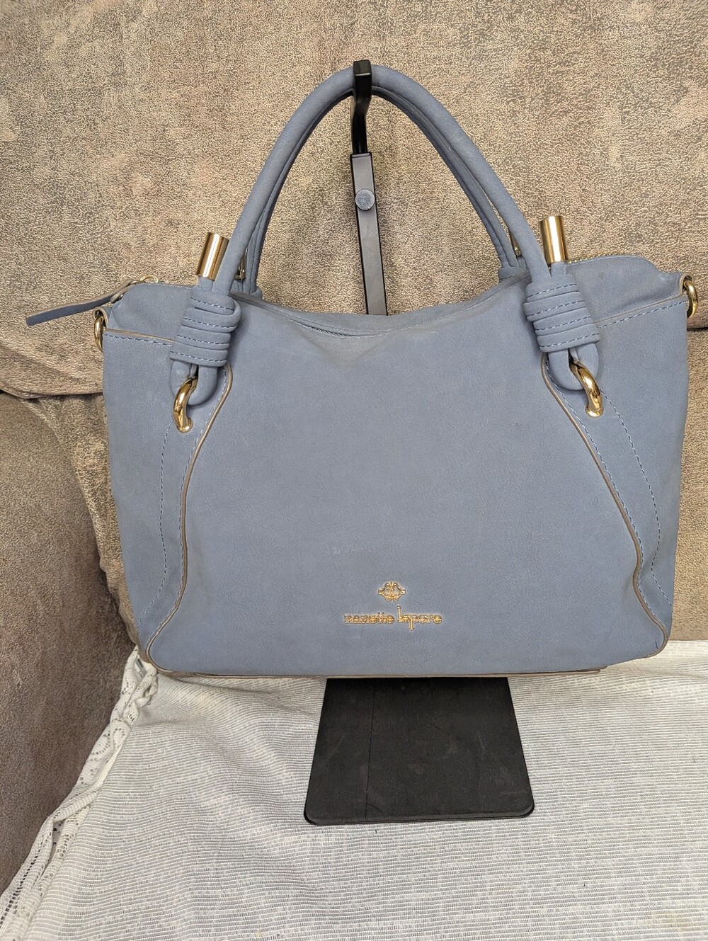 ✨ Nanette Lepore Blue "Ira" Faux Suede Satchel + Crossbody Strap